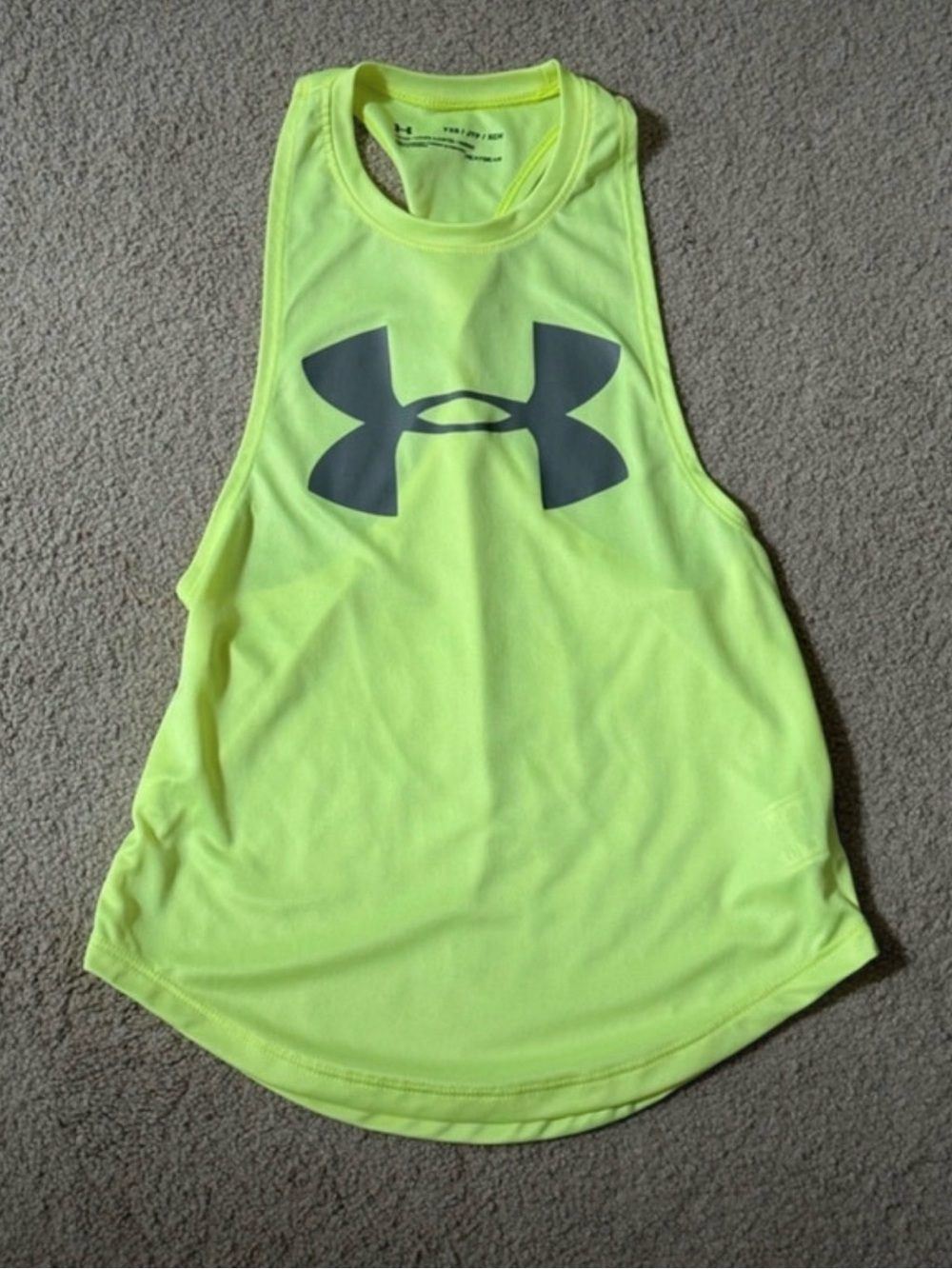 Under Armour HeatGear Neon Yellow Racerback Tank Top Youth XS YXS